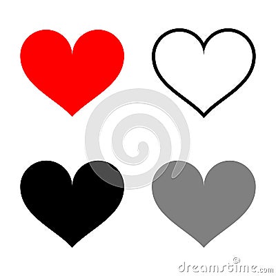 Different heart icon set. Vector illustration isolated on white background Vector Illustration