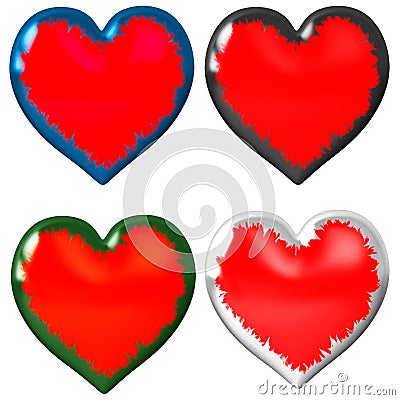 4 different hearts, each one high-size and can be used separately Stock Photo