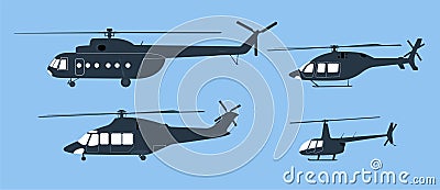 Different helicopter icons set. Vector illustration Vector Illustration
