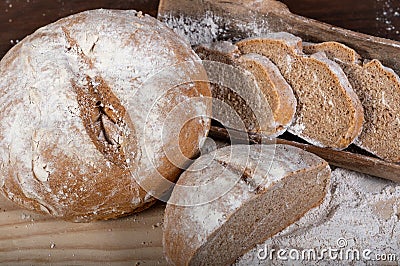 Rustic homemade bread of wholemeal spelled flour Stock Photo