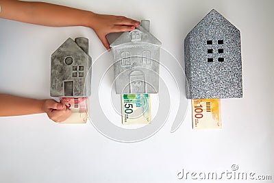 Different houses and price in Israeli currency Stock Photo