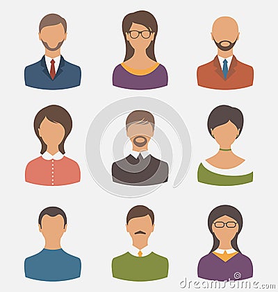 Different human icons isolated on white background Vector Illustration