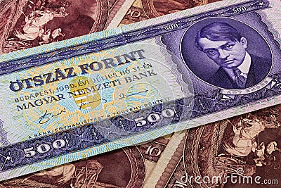 Different Hungarian banknotes Stock Photo