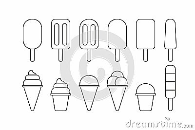 Different ice cream line icon Vector Illustration