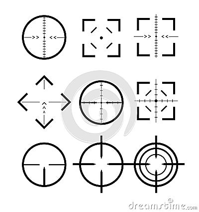 Different icon set of targets and destination. Target and aim, targeting and aiming. Different icon set of targets and Vector Illustration