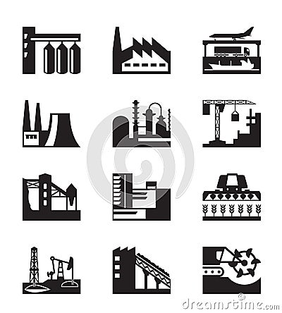 Different industrial plants Vector Illustration