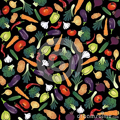 Different jucy vegetables seamless pattern. Stock Photo