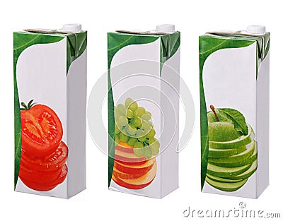 Different juices packs Stock Photo