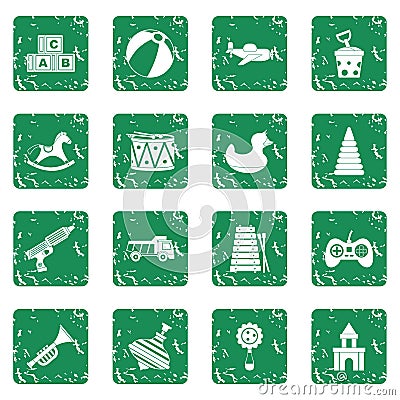 Different kids toys icons set grunge Vector Illustration