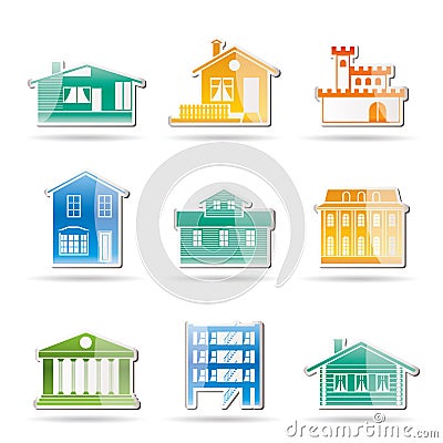 Different kind of houses and buildings Vector Illustration