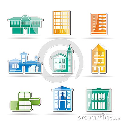 Different kind of houses and buildings Stock Photo