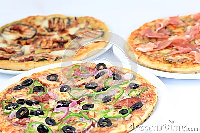 Different kind of pizzas Stock Photo