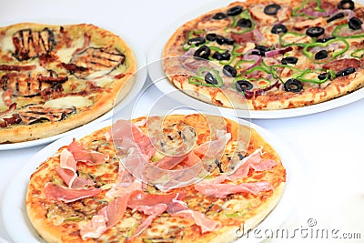 Different kind of pizzas Stock Photo