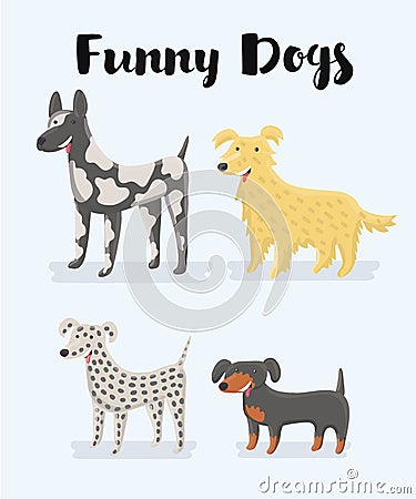 Different kind of puppy dogs illustration Vector Illustration