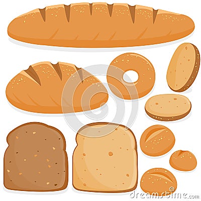 Different kinds of bread. Vector Illustration Vector Illustration