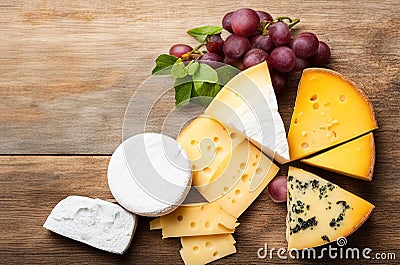 Different kinds of cheeses Stock Photo