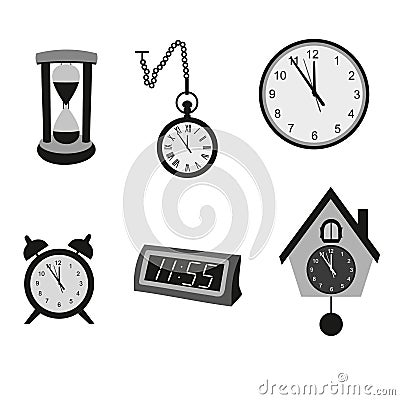 Different kinds of clocks. Vector Illustration