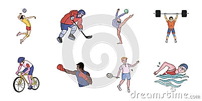 Different kinds of sports icons in set collection Vector Illustration