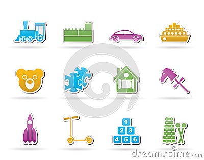 Different Kinds of Toys Icons Vector Illustration