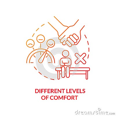 Different levels of comfort red gradient concept icon Vector Illustration