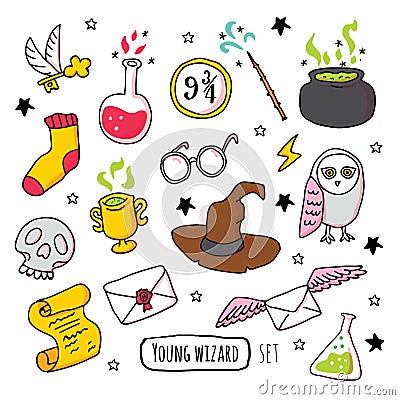 Different magic elements for witches Vector Illustration