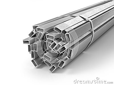 Different metal products. Profiles and tubes. Cartoon Illustration