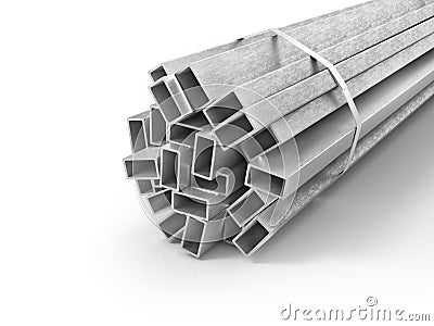 Different metal products. Profiles and tubes Cartoon Illustration