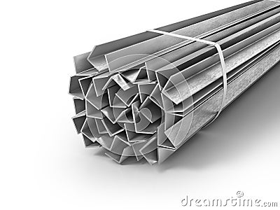 Different metal products. Profiles and tubes. Cartoon Illustration