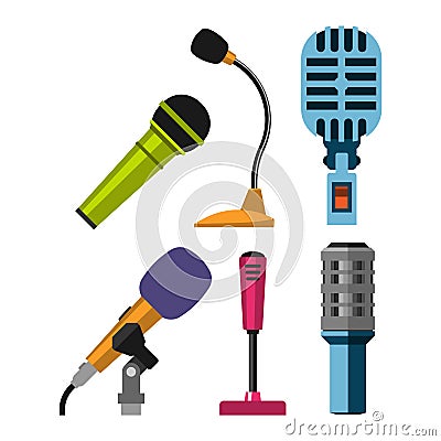 Different microphones vector icons Vector Illustration