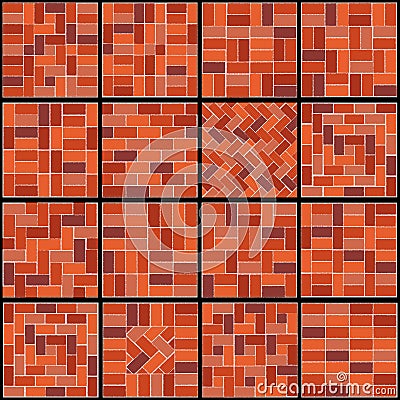 Different models of brick floor - Set of various models of flooring samples Vector Illustration