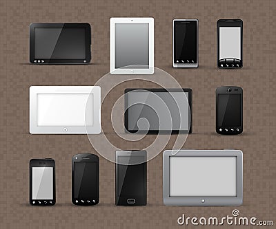 Different Models of Tablets and Smart Phones Vector Illustration