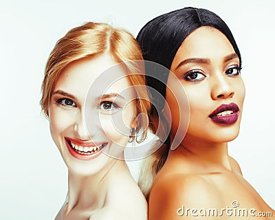 different nation woman: asian, african-american, caucasian toget Stock Photo