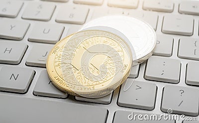 Different NEO cryptocurrency coins Editorial Stock Photo