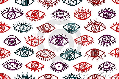 Different open eyes hipster repeatable pattern. Vector Illustration