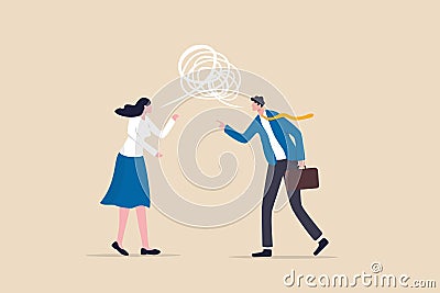 Different opinion, conflict or argument in meeting discussion debate, disagreement or fight, challenge dialog concept, businessman Vector Illustration