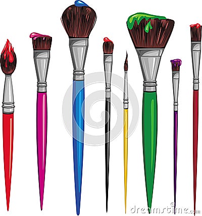 Different paintbrush Vector Illustration