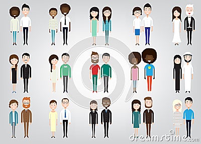 Different pairs of two people Vector Illustration