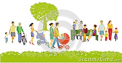 Different parents with babies and children, families groups isolated on white llustration Vector Illustration