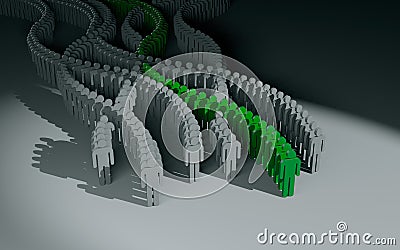 Different people. Green crowd Cartoon Illustration