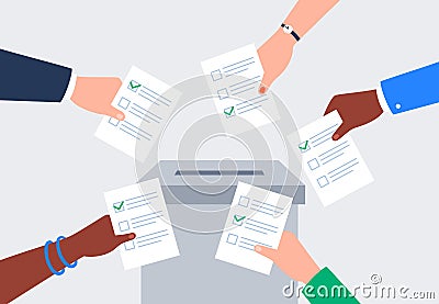 Different people voting. Vector Illustration