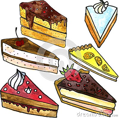 Different pieces of cake Vector Illustration