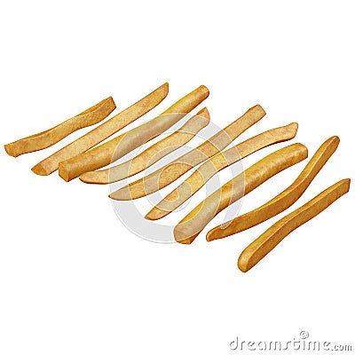 Different pieces of french fries isolated Stock Photo