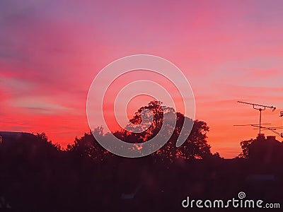 different pink and purple sunset tones Stock Photo