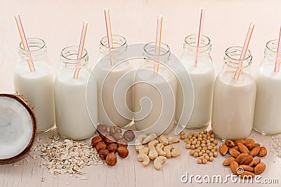 Different plant milks Stock Photo