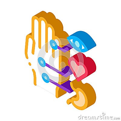 Different points of impact of organs on arm isometric icon vector illustration Vector Illustration
