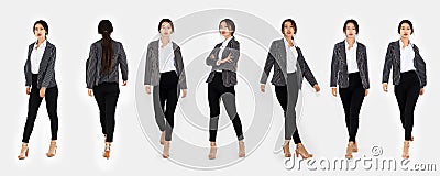 Different pose of same Asian woman full body portrait set Stock Photo