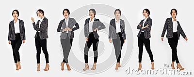 Different pose of same Asian woman full body portrait set Stock Photo