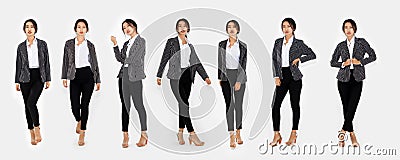 Different pose of same Asian woman full body portrait set Stock Photo