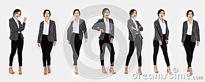 Different pose of same Asian woman full body portrait set Jivy Stock Photo