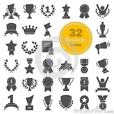 Different prizes and rewards simple icons set Stock Photo